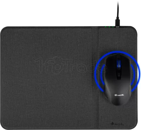 Photo de Tapis de souris NGS CruiseKit avec chargeur sans fil Qi et souris sans fil (Noir)