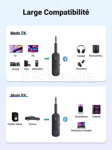 Photo de Transmetteur Bluetooth UGreen avec Jack 3,5mm (Noir)