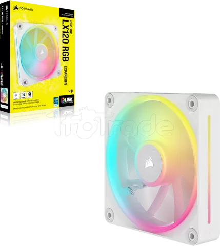 Photo de Ventilateur de boitier Corsair iCue Link LX RGB - 12cm (Blanc)