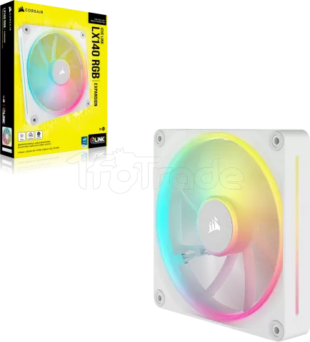 Photo de Ventilateur de boitier Corsair iCue Link LX RGB - 14cm (Blanc)