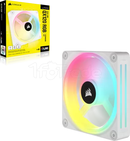 Photo de Ventilateur de boitier Corsair iCue Link QX RGB - 12cm (Blanc)