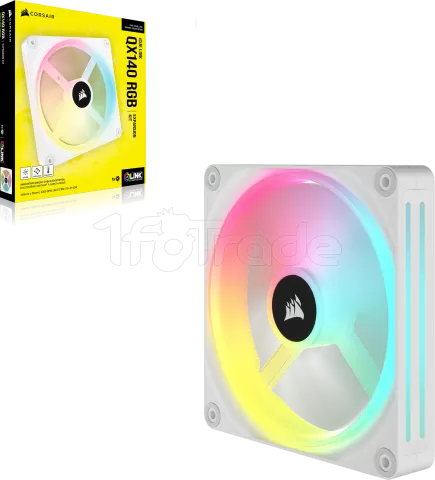 Photo de Ventilateur de boitier Corsair iCue Link QX RGB - 14cm (Blanc)