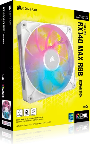 Photo de Ventilateur de boitier Corsair iCue Link RX Max RGB - 14cm (Blanc)