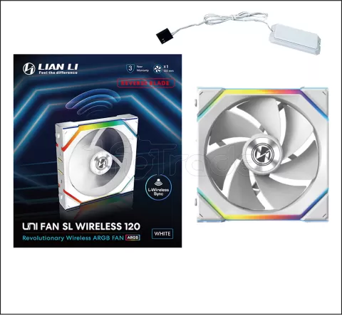 Photo de Ventilateur de boitier Lian Li Uni Fan SL Wireless Reverse RGB - 12cm (Blanc)