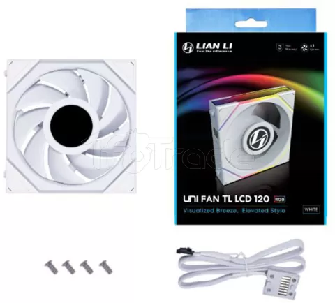 Photo de Ventilateur de boitier Lian Li Uni Fan TL LCD Reverse RGB - 12cm (Blanc)