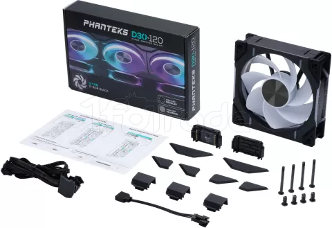 Photo de Ventilateur de boitier Phanteks D30 Reverse Airflow RGB - 12cm (Noir)