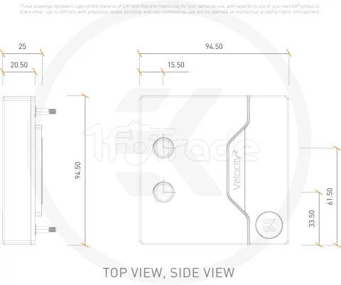 Photo de Waterblock CPU Ekwb EK-Quantum Velocity² 1200 RGB (Gris)